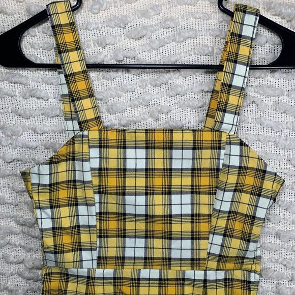 HM WOMENS SIZE 0 X SMALL DRESS PLAID YELLOW BLACK CLUELESS 2000S VINTAGE SCHOOL - Picture 3 of 13